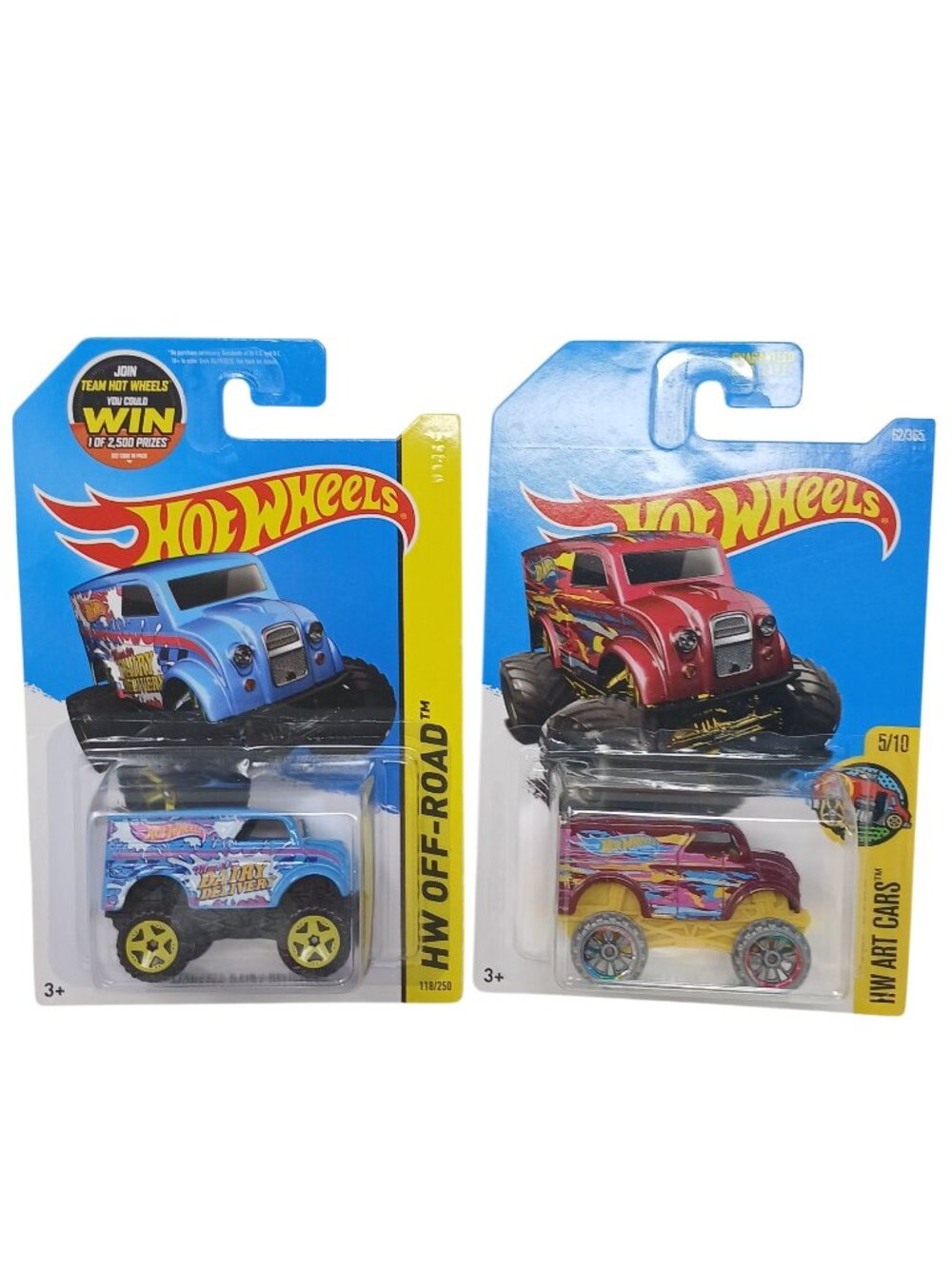 2 Hot Wheels Monster Dairy Delivery HW Off-Road  & Art Car 2015 DieCast #D-36